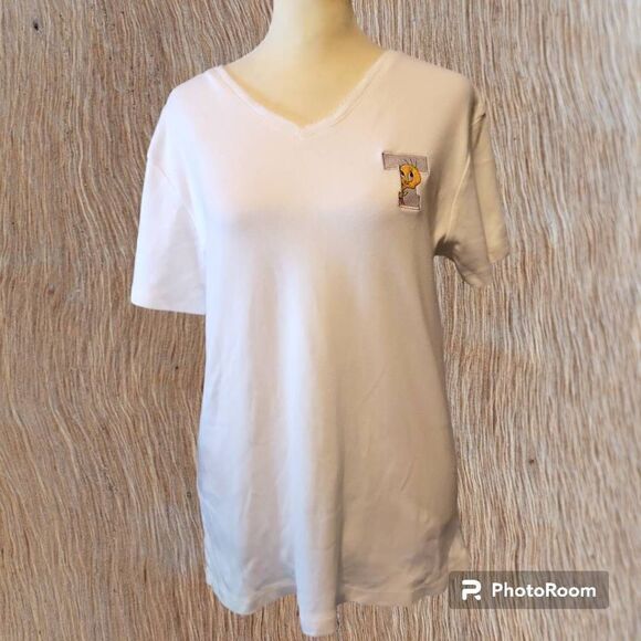 Vintage Warner Brothers Studio Store White Tweety T-shirt Size Large - Picture 1 of 5